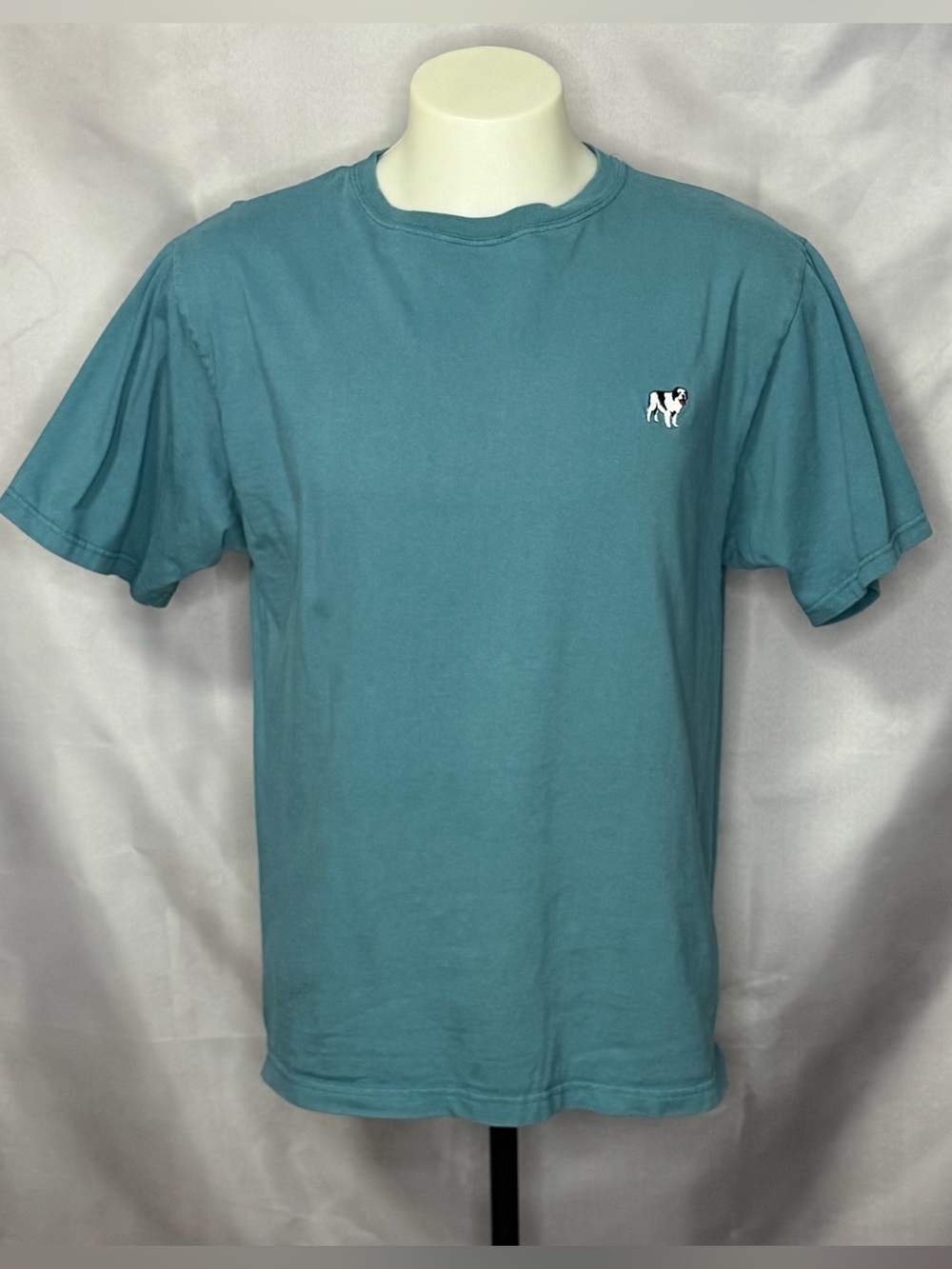 Big Dogs Teal Embroidered Dog Logo Tee 90s Vintage